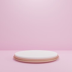 Product Stand in pink room ,Studio Scene For Product ,minimal design,3D rendering ,  love and valentine's day celebrate,