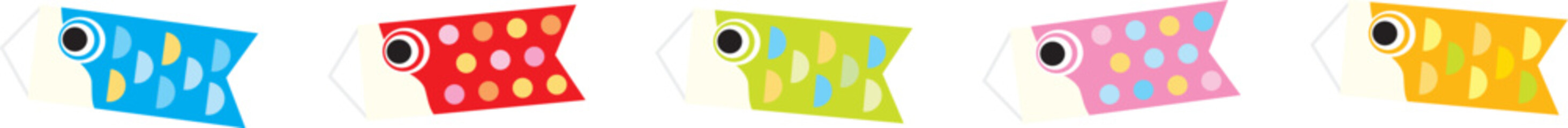 こどもの日の鯉のぼりのラインイラスト