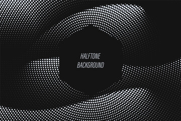 Halftone wave pattern background using halftone wavy dots texture. Vector illustration.
