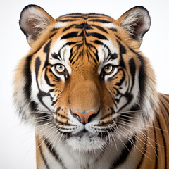 Portrait of a bengal tiger, isolated on white background