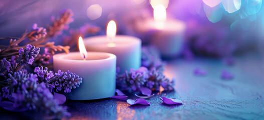 Obraz na płótnie Canvas Violet soothing candles