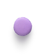 Lavender french macaron top view isolated on white with shadow