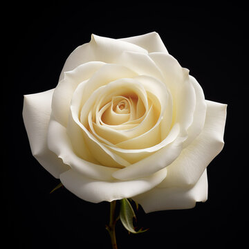 A beautiful white rose before black background