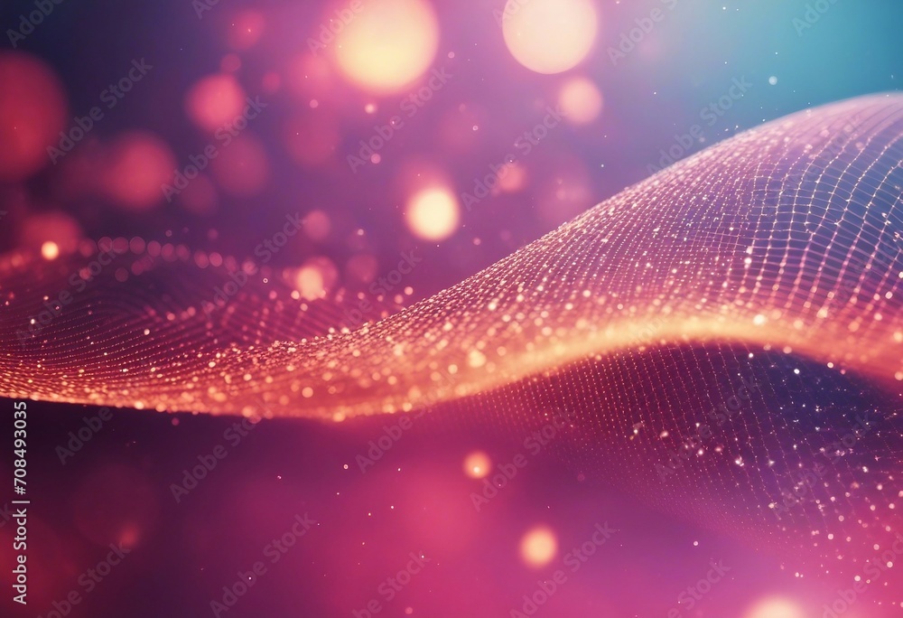 Poster abstract waving particle technology background abstract wave moving dots flow particles hi-tech