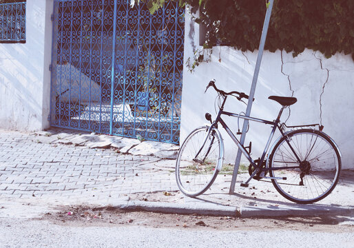 Vintage bicycle in the street of Tunis