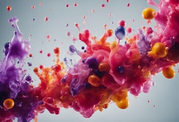 Colorful paint drops from above mixing in water Ink swirling underwater