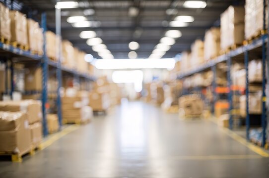 Warehouse with blurred defocused background