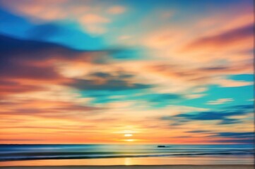 Naklejka na ściany i meble Beach at sunset with blurred defocused background