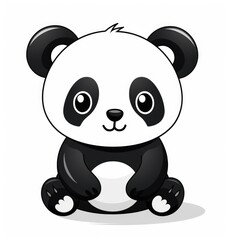 Adorable Black & White Panda Bear with Expressive Eyes in Nature, Generative AI