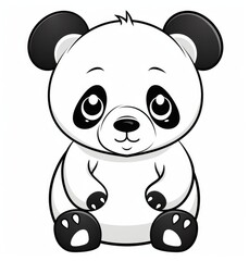 Adorable Black & White Panda Bear with Expressive Eyes in Nature, Generative AI