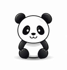 Adorable Black & White Panda Bear with Expressive Eyes in Nature, Generative AI