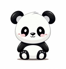Adorable Black & White Panda Bear with Expressive Eyes in Nature, Generative AI