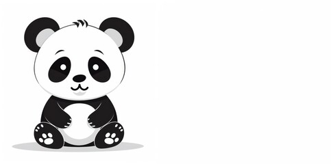 Obraz premium Adorable Black & White Panda Bear with Expressive Eyes in Nature, Generative AI