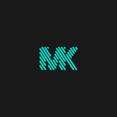 MK monogram logo in sliced letters style