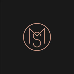  MS monogram logo inside gold circle frame.