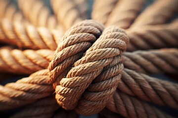 Fototapeta premium Close up of a rope with a knot in the middle.