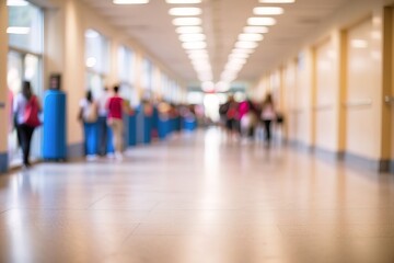 School hallway with blurred defocused background