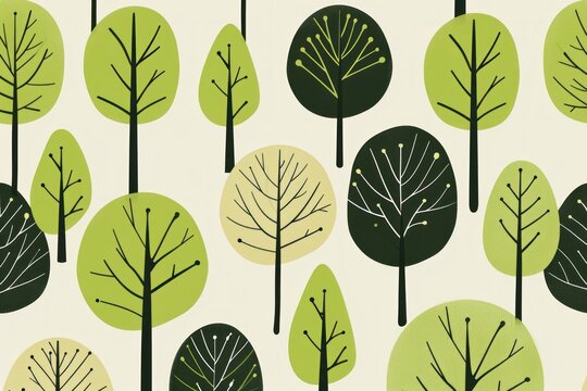 seamless pattern Background with trees and leaves