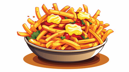 Fries with meat and cheese Vector illustration