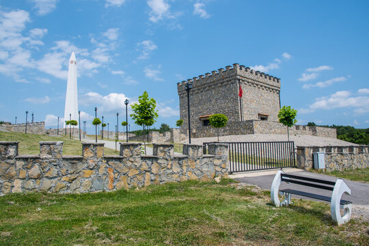 Kosovo liberation army monument near Xerxe in Kosovo