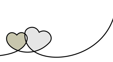 Fototapeta premium two heart with line, gold, grey, white