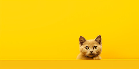 cute brown cat picture on a yellow background