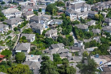 View over city of Gjirokastra in albania