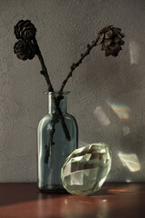 Larch twigs and vintage glass egg