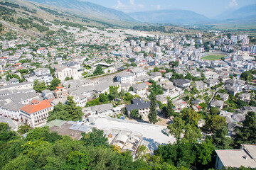 Fototapeta na wymiar View over city of Gjirokastra in albania