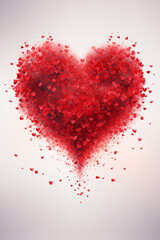 valentines day greeting card with red heart on a white background. 