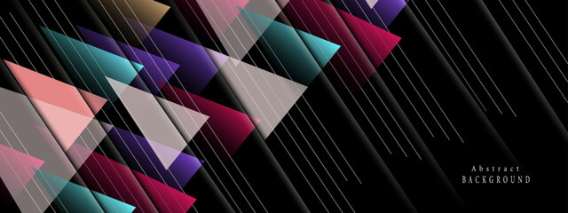 Deep colorful abstract tech polygonal banner design. Vector illustration.