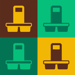 Pop art Coffee cup to go icon isolated on color background. Vector