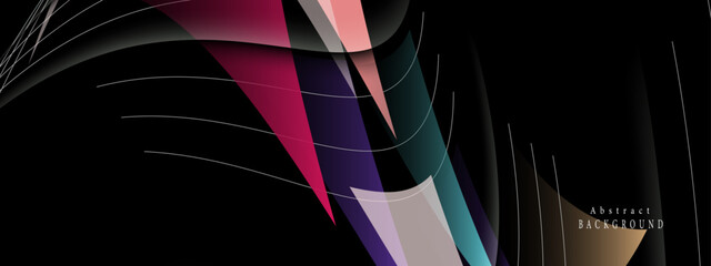 Deep colorful abstract tech polygonal banner design. Vector illustration.