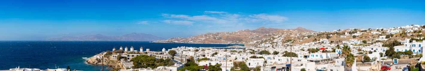 Obraz premium Panorama of Mykonos town at Mykonos island in Greece