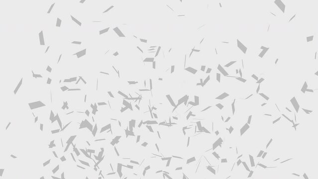 Festive background with stylized silver confetti falling down isolated on white, green and alpha matte
