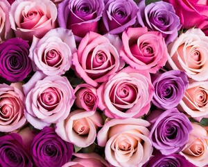 Gradient of Roses in Pink and Purple Tones