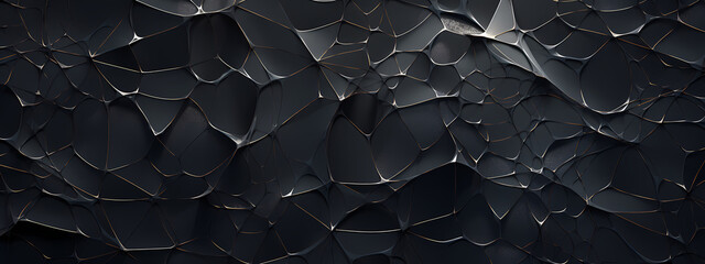 Luminous Web: Intricacy on a Crumpled Black Canvas