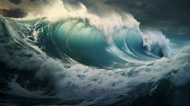 Depicts the awe-inspiring yet frightening force of a tsunami