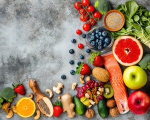 Promoting a Healthier Lifestyle - Balance in Nutrition, Exercise, and Sleep, Diversity in Nutrition, Hydration, and Activities, Healthy Eating with Fresh Fruits background