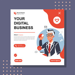 Business Social Media Layouts with Red Accents, Business Social Media Posts, Social Media Branding Template. Social Media Layout.
