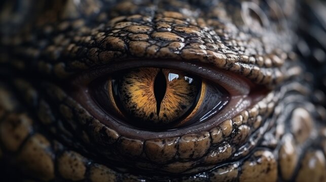 Detailed Close-Up of Alligator Eye Generated by AI