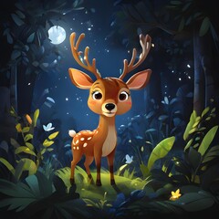 deer in the forest,kids illustration 