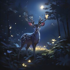 A magical deer in the forest