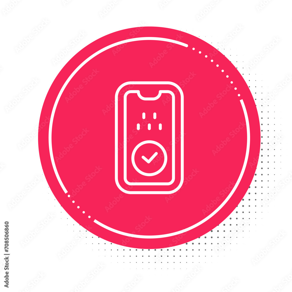 Poster white line taxi mobile app icon isolated on white background. mobile application taxi. red circle bu