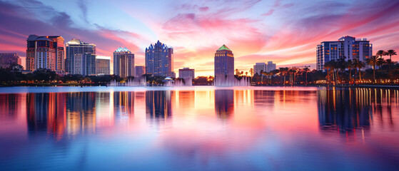 Orlando City Beautiful Panorama view - obrazy, fototapety, plakaty