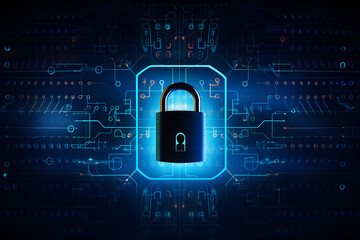 Digital padlock security guarding computing systems concept