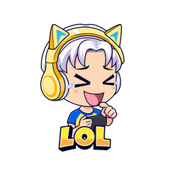 Gamer boy esport gaming laughing emotion mascot logo vector