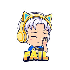 Fail gamer boy expressions sticker gaming mascot logo