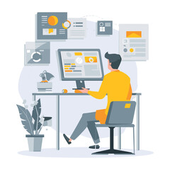 it post, digital IT Computer, Information security vector illustration, post-it, application technology,