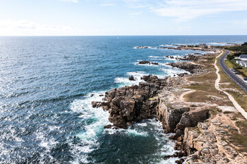 Fototapeta na wymiar Ocean landscape from a drone near Croisic, France on the Atlantic Ocean.